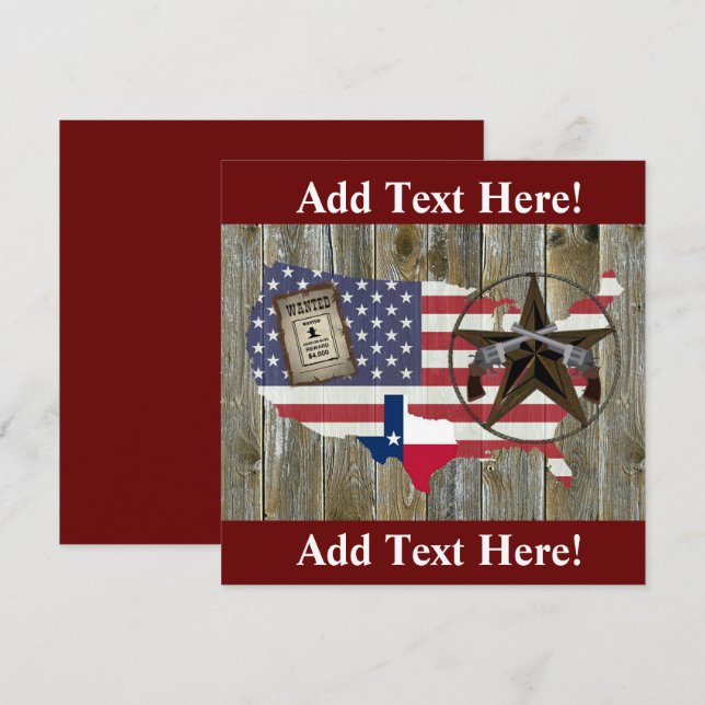 Texas Lone Star Dueling Pistolen am meisten Gewoll Einladung (Vorne/Hinten)