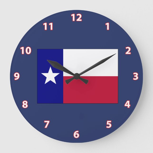 Texas Lone Star Flag Große Wanduhr (Vorderseite)