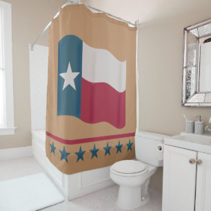 Texas Lone Star Flag Tan Red White Blue Duschvorhang