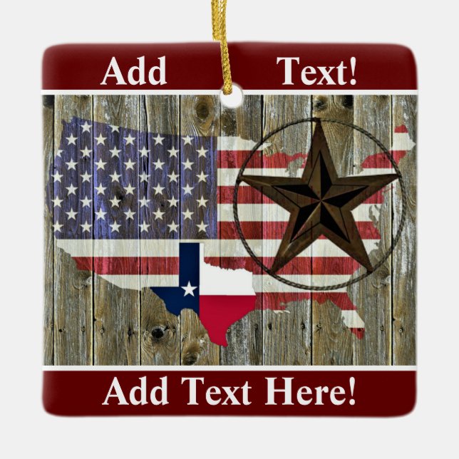 Texas Lone Star Flaggen Karte Keramik Ornament (Vorderseite)