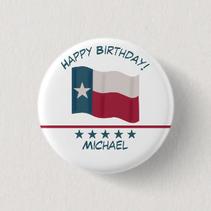Texas Lone Star Flaggenname Personalisieren Geburt Button