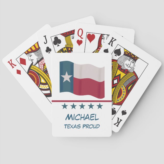 Texas Lone Star Flaggenname Personalisiert Proud Spielkarten (Rückseite)