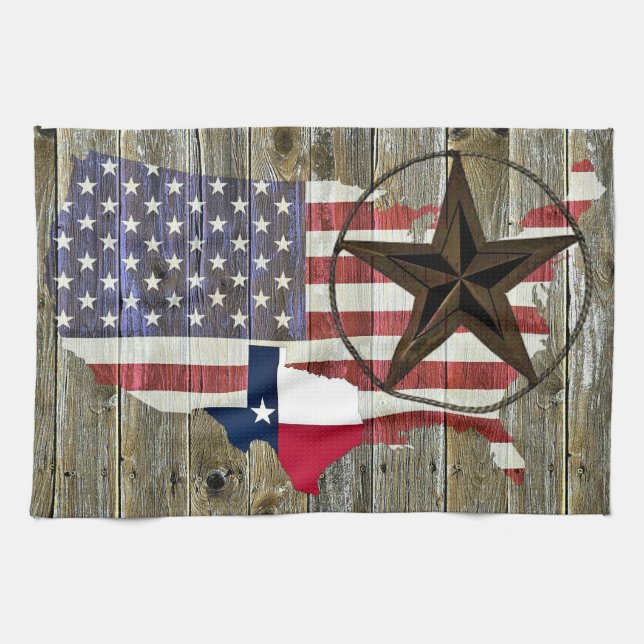 Texas Lone Star - Flaggenplan Geschirrtuch (Horizontal)