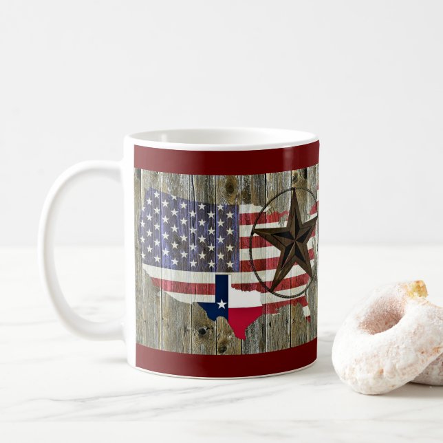 Texas Lone Star - Flaggenplan Kaffeetasse (Mit Donut)