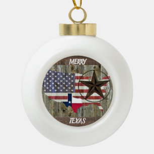 Texas Lone Star - Flaggenplan Keramik Kugel-Ornament