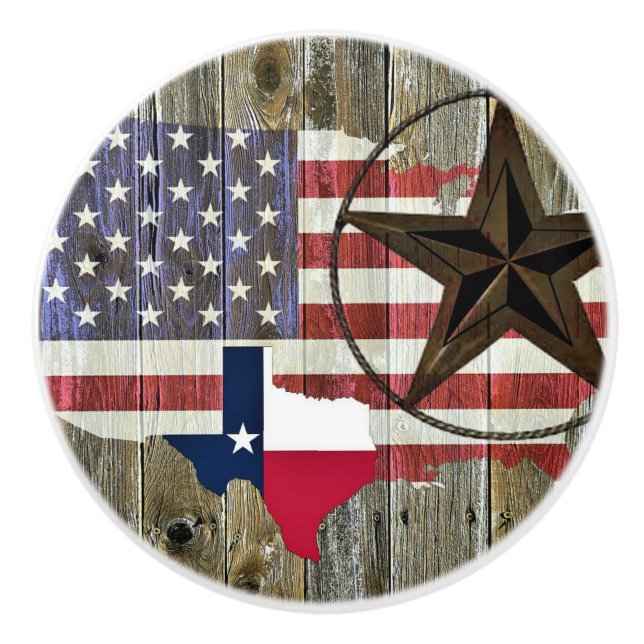 Texas Lone Star - Flaggenplan Keramikknauf (Vorderseite)