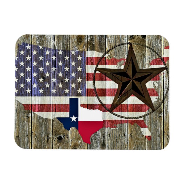 Texas Lone Star - Flaggenplan Magnet (Horizontal)