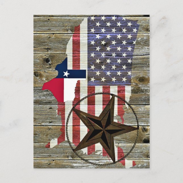 Texas Lone Star - Flaggenplan Postkarte (Vorderseite)