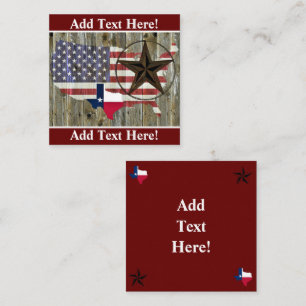 Texas Lone Star - Flaggenplan Quadratische Visitenkarte