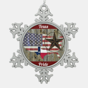 Texas Lone Star - Flaggenplan Schneeflocken Zinn-Ornament