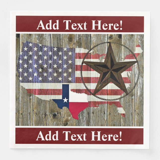 Texas Lone Star - Flaggenplan Serviette (Vorderseite)
