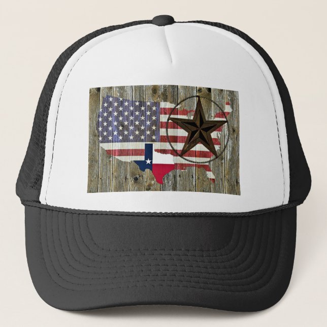 Texas Lone Star - Flaggenplan Truckerkappe (Vorderseite)