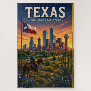 Texas Lone Star Skyline Wüstenuntergang Abenteuer Puzzle