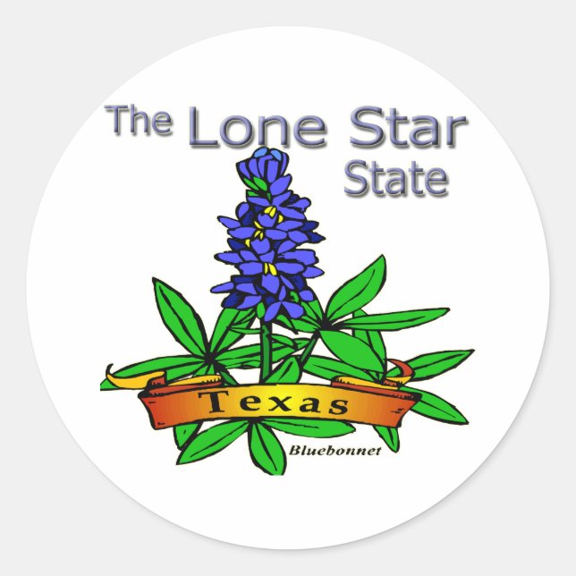 Texas Lone Star Staat Bluebonnet Runder Aufkleber (Vorderseite)