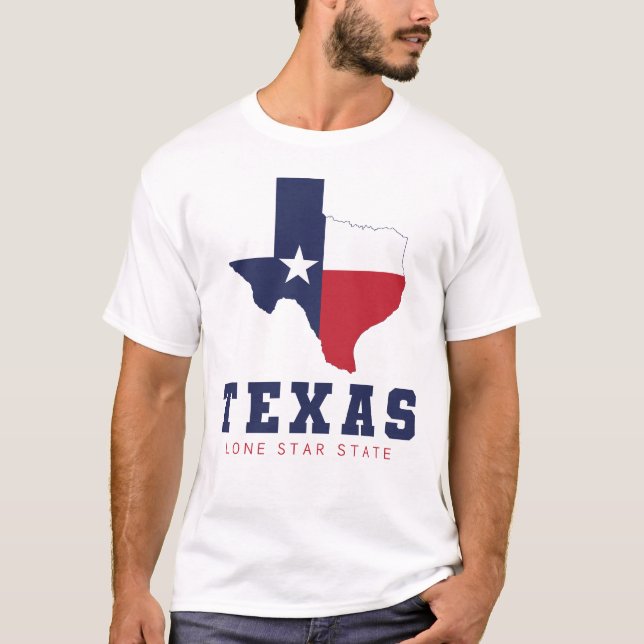 Texas, Lone Star Staat, Flag Map Männerweiße T-Shirt (Vorderseite)