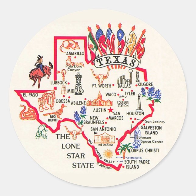 Texas - Lone-Star-Staat Runder Aufkleber (Vorderseite)