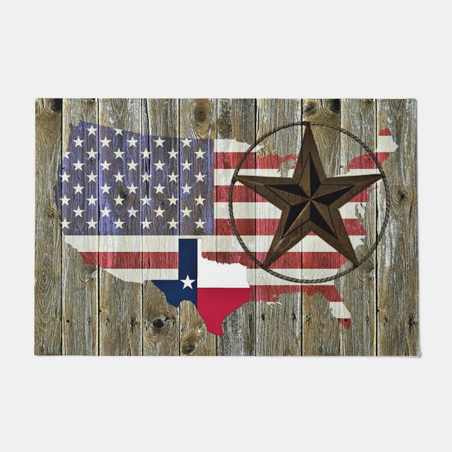 Texas Lone Star State Flagge Karte Fußmatte (Vorderseite)