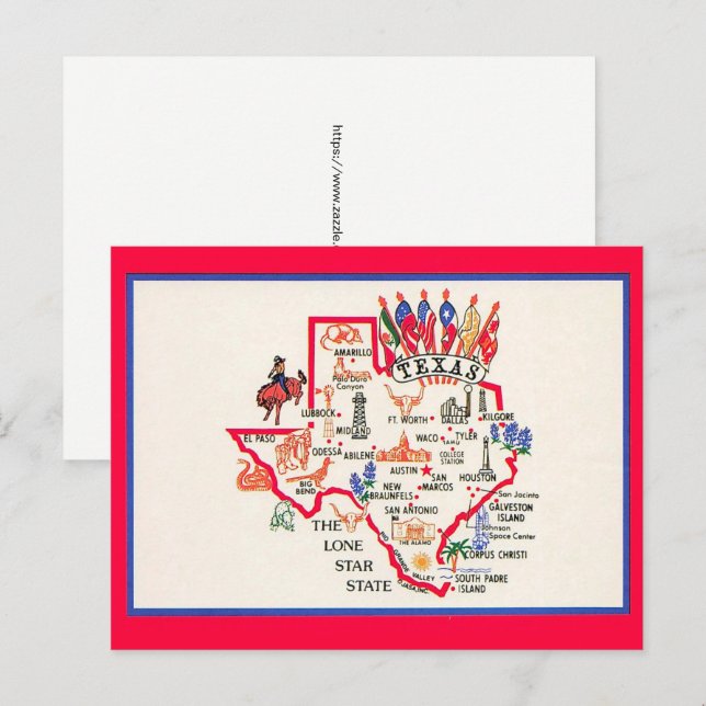 Texas - Lone Star State Postkarte  (Vorne/Hinten)