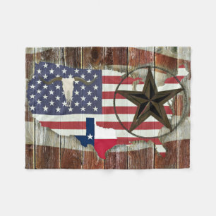 Texas Lone Star Texas Long Horn Fleecedecke