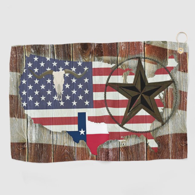 Texas Lone Star Texas Long Horn Golfhandtuch (Horizontal)