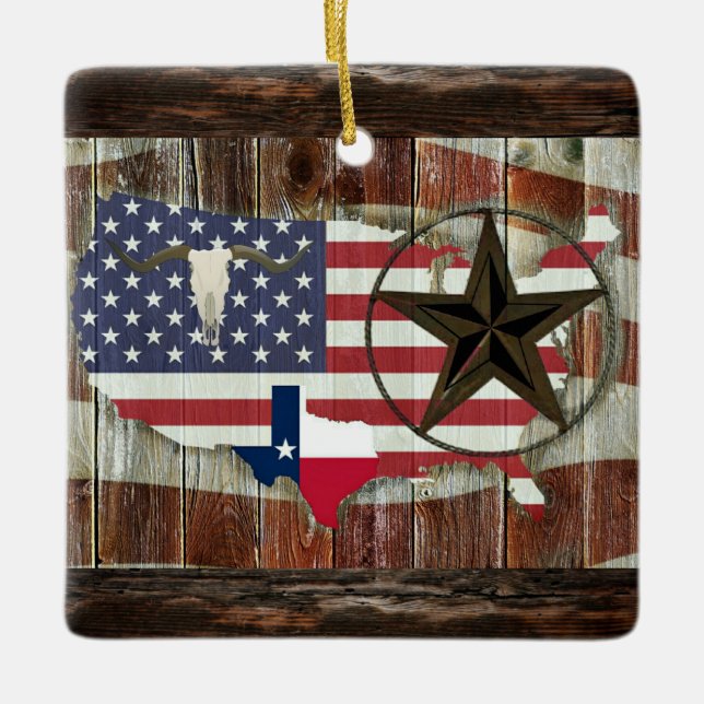 Texas Lone Star Texas Long Horn Keramik Orn Keramikornament (Vorderseite)