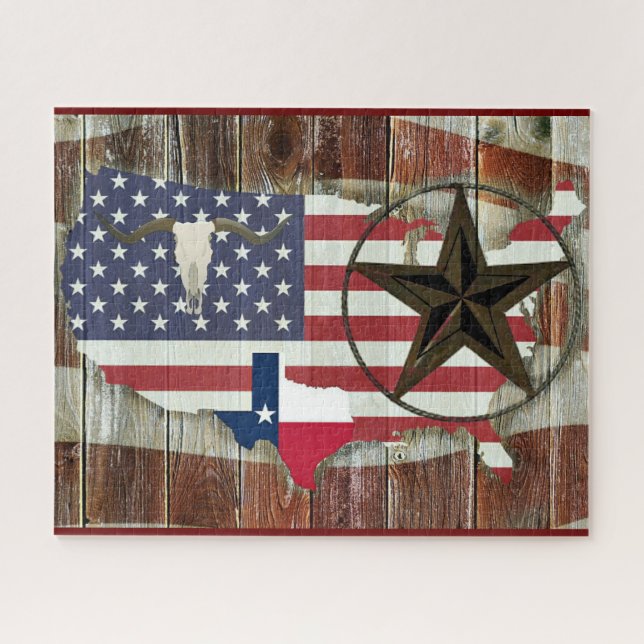 Texas Lone Star Texas Long Horn Puzzle (Horizontal)