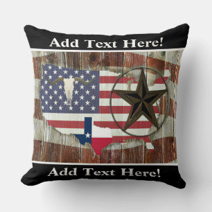 Texas Lone Star Texas Long Horn Throw Pillo Kissen