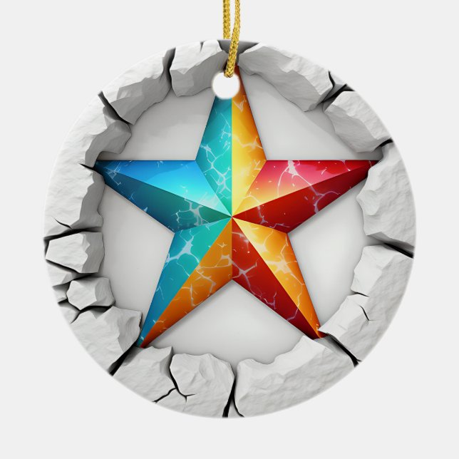 Texas Lone Star Weihnachten Keramik Ornament (Vorne)