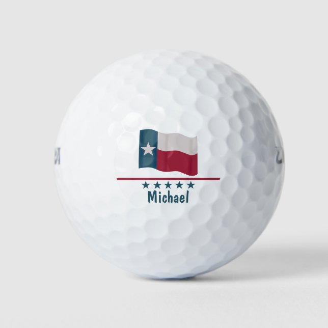 Texas Long Star Flaggenname Personalisiert Golfball (Vorderseite)