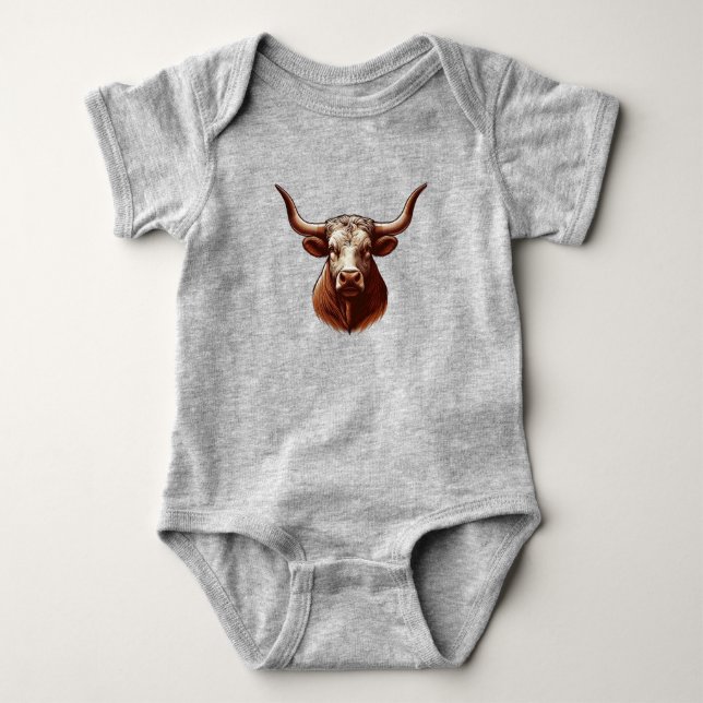 Texas Longhorn Baby Strampler (Vorderseite)