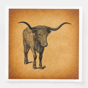 Texas Longhorn Bull Rustikaler Vintager Western Ku Serviette