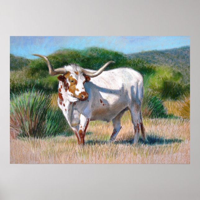 Texas Longhorn Bull Western Art Tierposter Poster (Vorne)