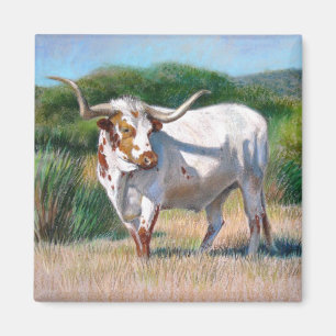 Texas Longhorn Bull Western Malerei Magnet