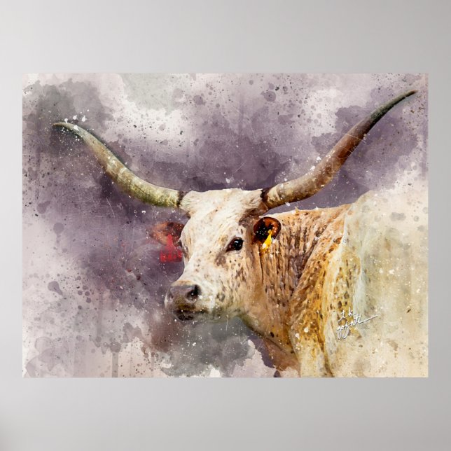 Texas Longhorn Foto Kunstvoll Abstrakt Poster (Vorne)