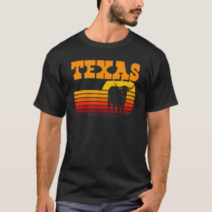 Texas Longhorn für Männer Vintag Retro Sunset Texa T-Shirt