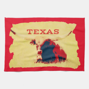 Texas Longhorn Gold und Red Kittuch Geschirrtuch