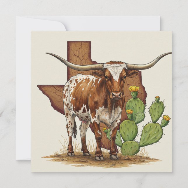 Texas Longhorn Grußkarte Feiertagskarte (Vorderseite)