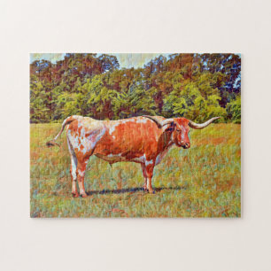 Texas Longhorn Kuh Art Puzzle