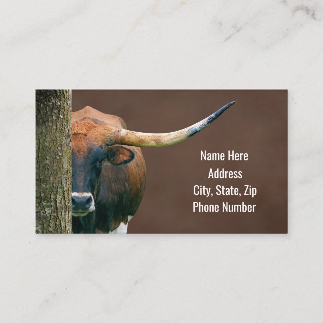 Texas Longhorn Kuh Business Cards Visitenkarte (Vorderseite)