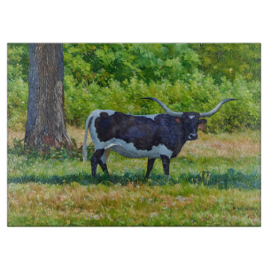 Texas Longhorn Kuh Kunst Glas Schneidbrett Schneidebrett