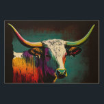 Texas Longhorn Kuh Pop Art Wood Art Holzdruck<br><div class="desc">Ein einzigartiges Holzkunstwerk, das den Stil der Pop Art und den rauen Geist der Texas Longhorn Rinder einfängt. Dieses atemberaubende Kunstwerk ist ein auffälliges Statement. Der Pop Art Texas Longhorn Kuh Holzkunst ist mit seinen kühnen Farben und seinem unverwechselbaren Design das Herzstück eines jeden Zimmers. Egal ob Sie Ihre Zuhause...</div>