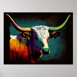 Texas Longhorn Kuh Pop Drucken Poster