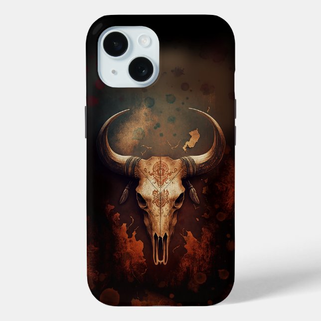 Texas Longhorn Kuh Skull Rustikal Case-Mate iPhone Hülle (Rückseite)