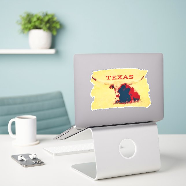 Texas Longhorn Kuh Texas schneiden Sticker (Laptop auf Schreibtisch)