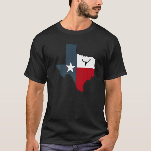 Texas Longhorn Lone Star Texas Flag T-Shirt (Vorderseite)