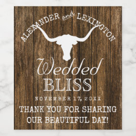 Texas Longhorn Rustic Country Ranch Hochzeit Weinetikett