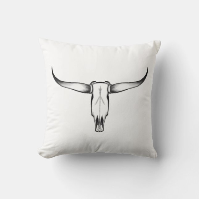 Texas Longhorn Skull Pillow Kissen (Vorderseite)