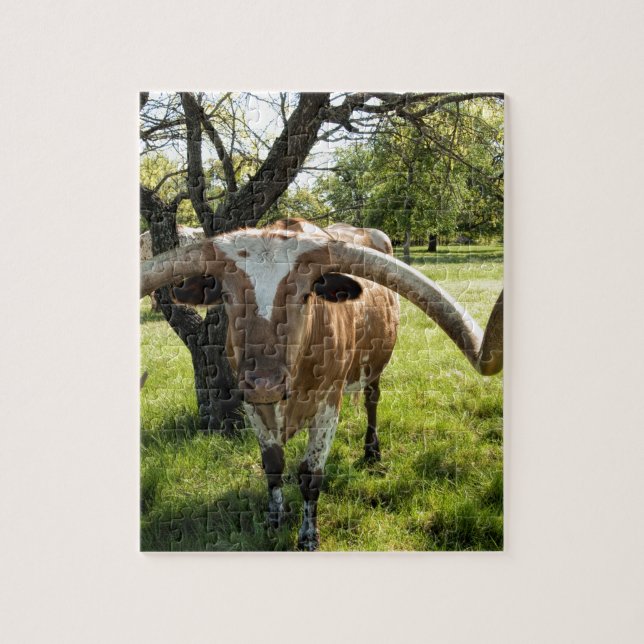 Texas Longhorn Stier Puzzle (Vertikal)