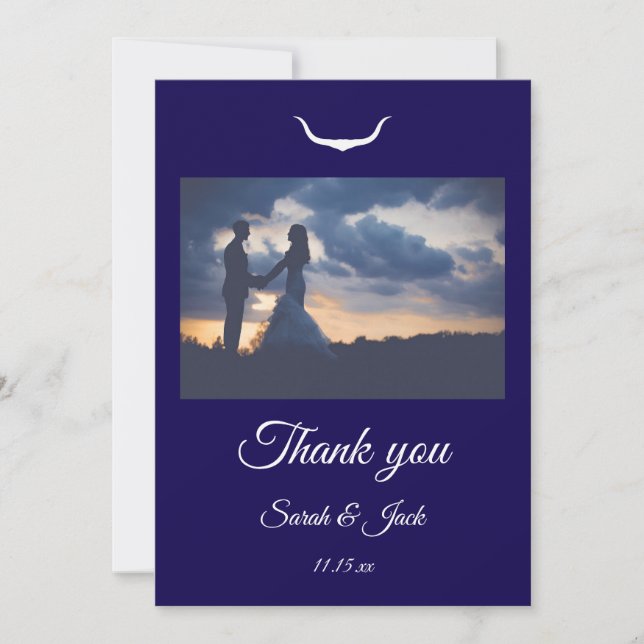 Texas Longhorn Wedding Flat Thank You Card Dankeskarte (Vorderseite)