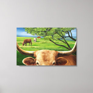 Texas Longhorn Wrapped Canvas Leinwanddruck